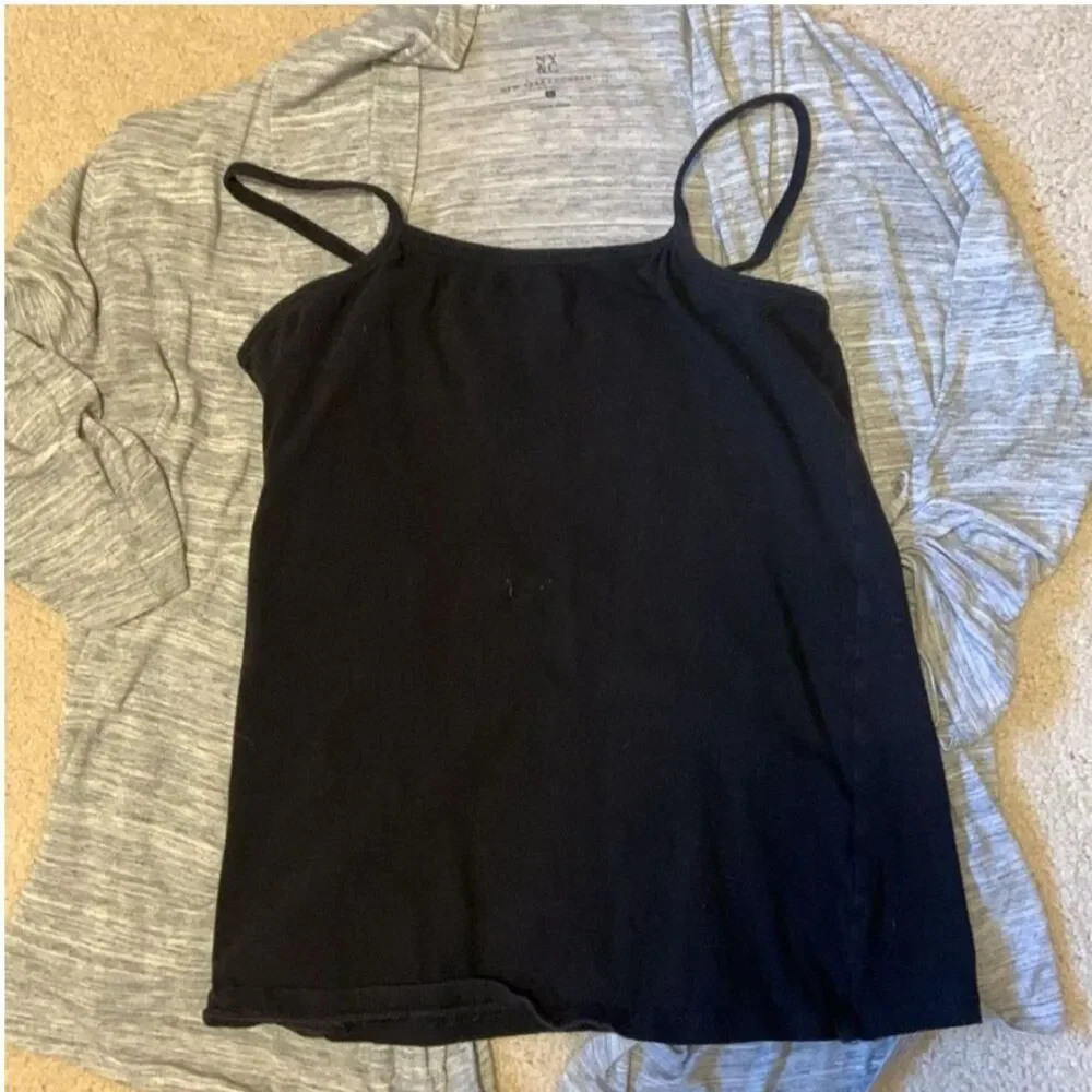 NEW YORK & COMPANY Women's Cardigan and Black Tank Top Chic Layering Set